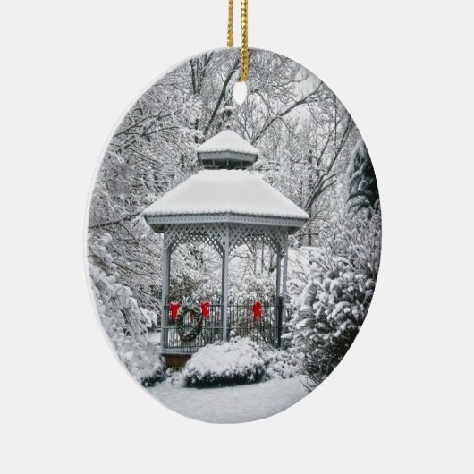 Gazebo in de sneeuw keramisch ornament (Rechts)