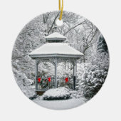 Gazebo in de sneeuw keramisch ornament (Voorkant)