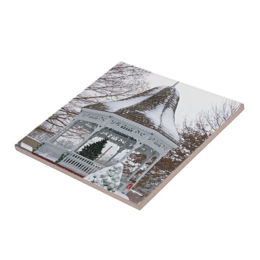 Gazebo in de sneeuw tegeltje (Zijkant)