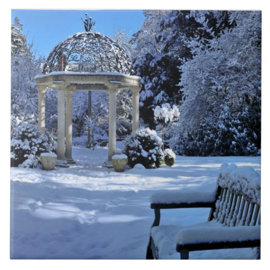 Gazebo in de sneeuw tegeltje (Voorkant)