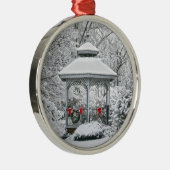 Gazebo in de Snow Metal Ornament (Rechts)