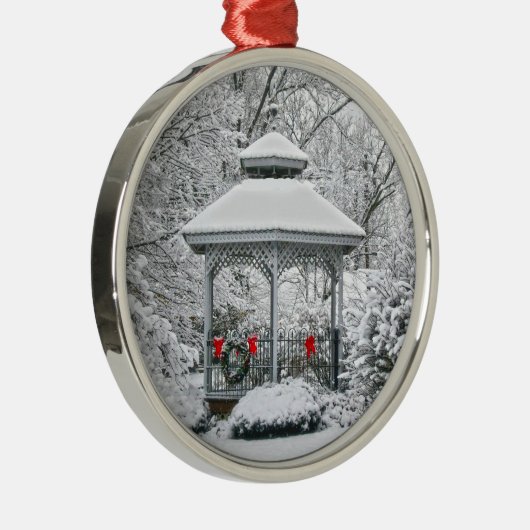 Gazebo in de Snow Metal Ornament (Rechts)