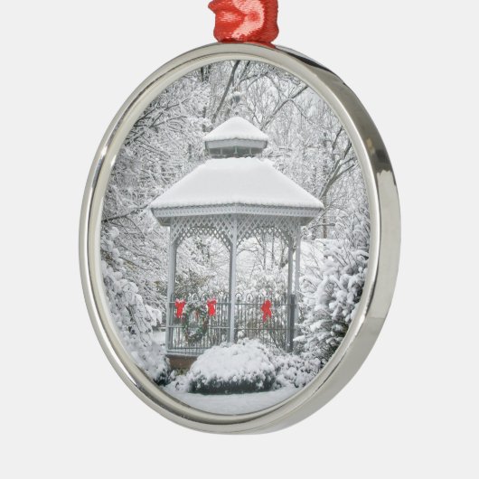 Gazebo in de Snow Metal Ornament (Links)