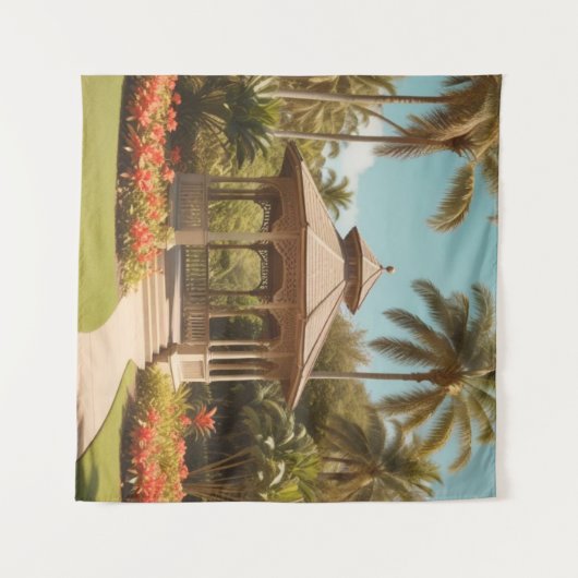 Gazebo in het park wandkleed (Voorkant (horizontaal))