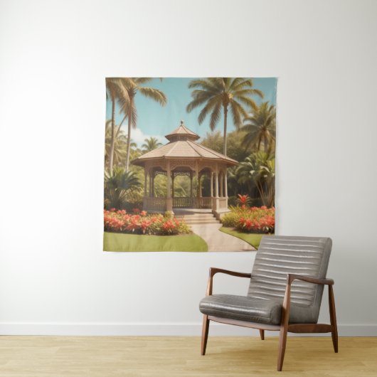 Gazebo in het park wandkleed (In situ)