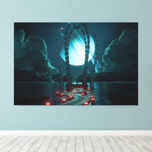 Gazebo (Night) Canvas Afdruk (Insitu (Houten vloer))