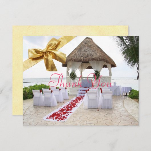 Gazebo op het strand bruiloft Hartelijk dank2 Bedankkaart (Voorkant / Achterkant)