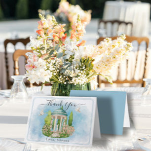 Gazebo standbeeld bloemen duiven bruiloft dank u k bedankkaart