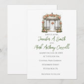 Gazebo Tuin bruiloft uitnodigingen met Rozen (Voorkant / Achterkant)