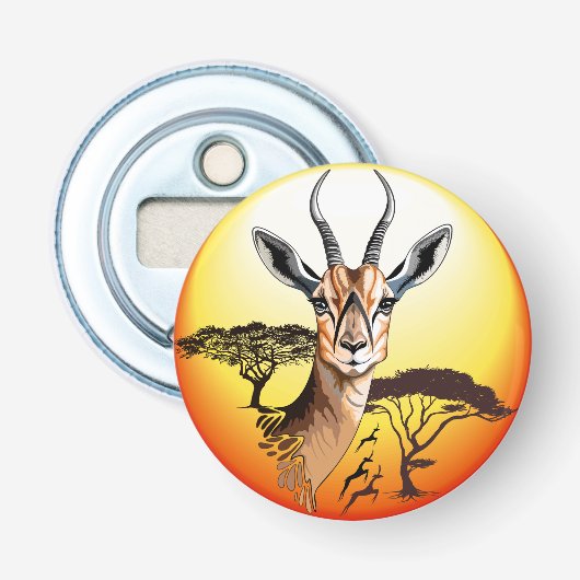 gazelle afrikaanse antilope wild dier button flesopener (Voorkant)