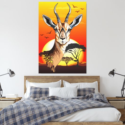 gazelle afrikaanse antilope wild dier canvas afdruk (Insitu (Slaapkamer))