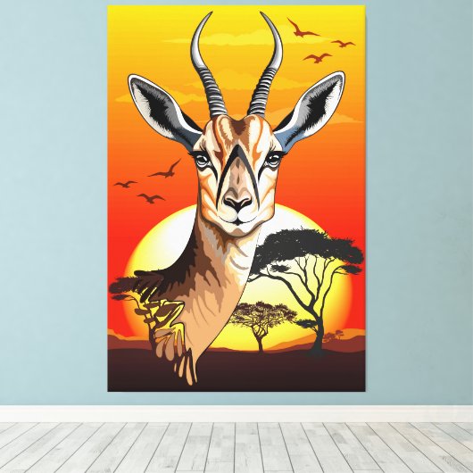 gazelle afrikaanse antilope wild dier canvas afdruk (Insitu (Houten vloer))