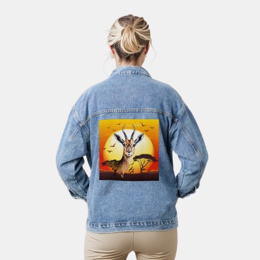 gazelle afrikaanse antilope wild dier denim jacket (Model)