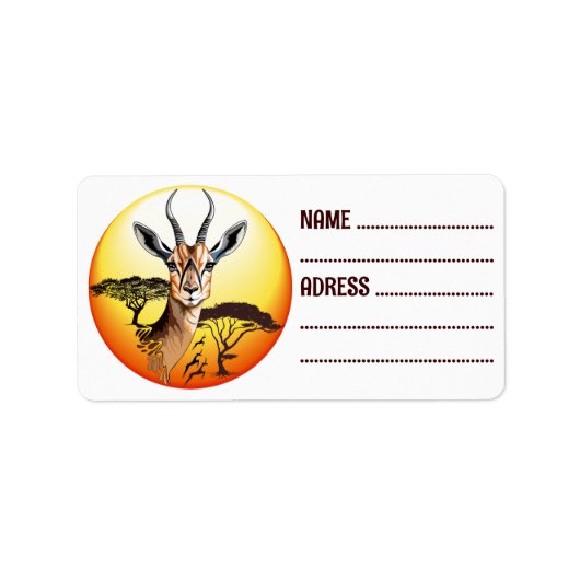 gazelle afrikaanse antilope wild dier etiket (Voorkant)