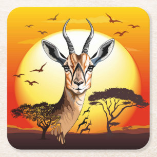 gazelle afrikaanse antilope wild dier kartonnen onderzetters