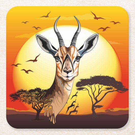 gazelle afrikaanse antilope wild dier kartonnen onderzetters (Voorkant)