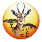 gazelle afrikaanse antilope wild dier keramische knop (Voorkant)