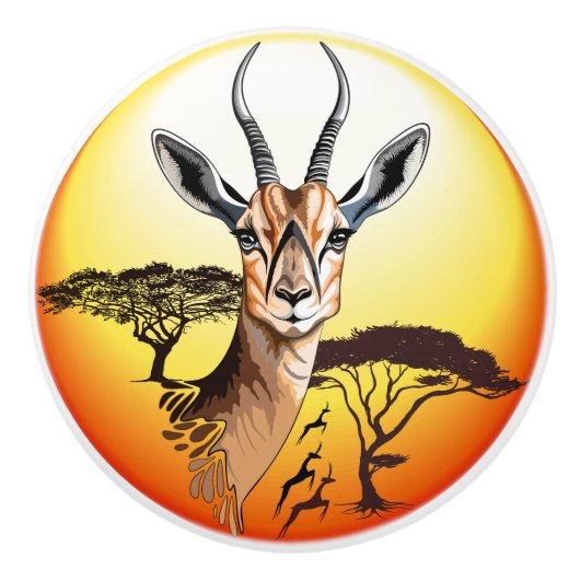 gazelle afrikaanse antilope wild dier keramische knop (Voorkant)