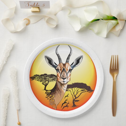 gazelle afrikaanse antilope wild dier papieren bordje (Huwelijk)