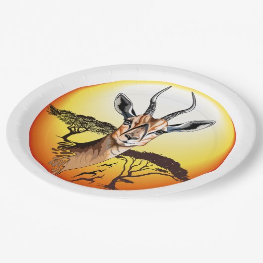 gazelle afrikaanse antilope wild dier papieren bordje (Gekanteld)