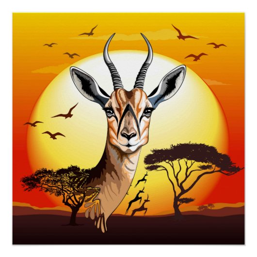 gazelle afrikaanse antilope wild dier perfect poster (Voorkant)