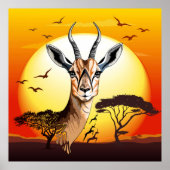 gazelle afrikaanse antilope wild dier poster (Voorkant)
