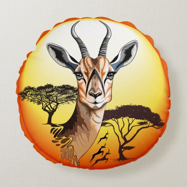 gazelle afrikaanse antilope wild dier rond kussen (Voorkant)
