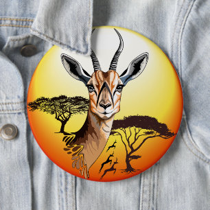 gazelle afrikaanse antilope wild dier ronde button 6,0 cm