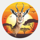 gazelle afrikaanse antilope wild dier ronde sticker (Voorkant)