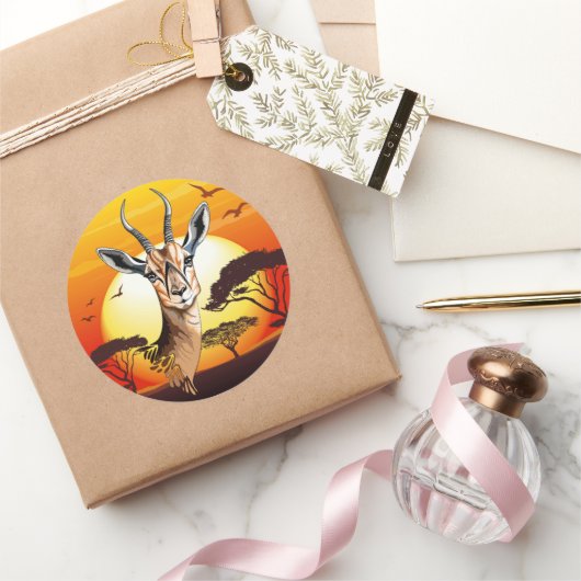 gazelle afrikaanse antilope wild dier ronde sticker (Geschenken)