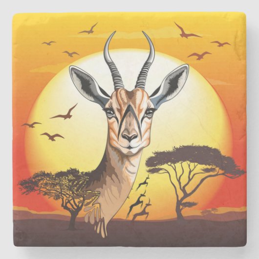 gazelle afrikaanse antilope wild dier stenen onderzetter (Voorkant)