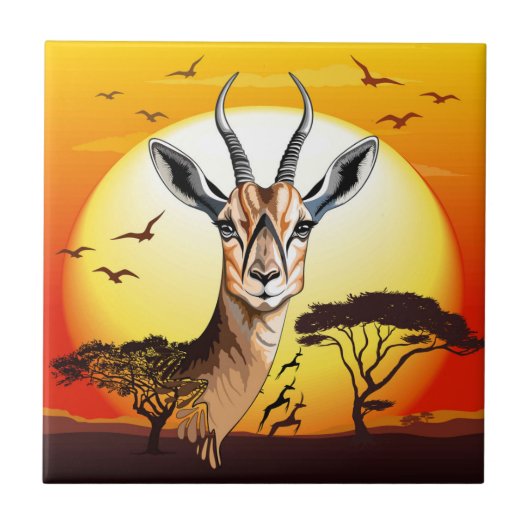 gazelle afrikaanse antilope wild dier tegeltje (Voorkant)