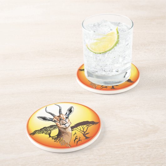 gazelle afrikaanse antilope wild dier zandsteen onderzetter (Zijkant)