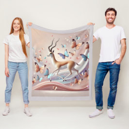 Gazelle and Butterflies Fantasy Art Fleece Deken