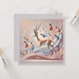 Gazelle and Butterflies Fantasy Art Kaart