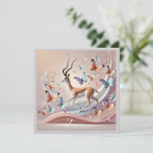 Gazelle and Butterflies Fantasy Art Kaart (Staand voorkant)