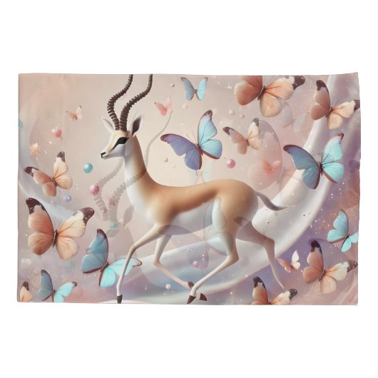 Gazelle and Butterflies Fantasy Art Kussensloop (Achterkant)