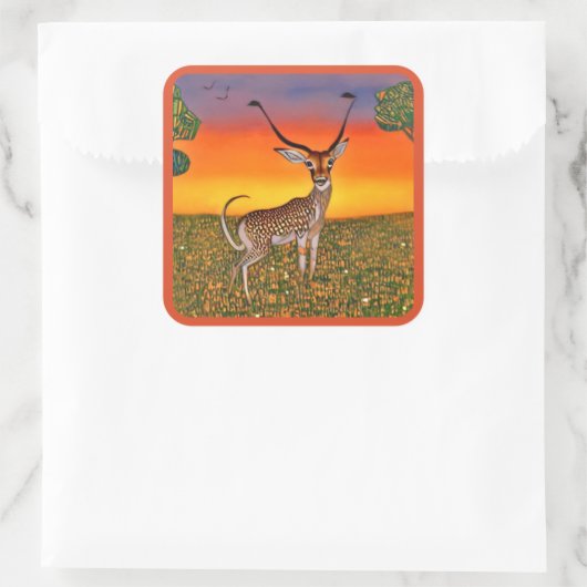 Gazelle bij schemering vierkante sticker (Tas)