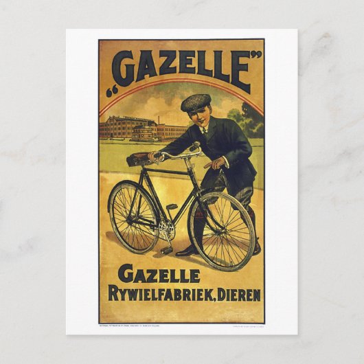 Gazelle Cycli Fine Vintage Bicycle Poster Briefkaart (Voorkant)
