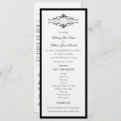 [GAZELLE] Elegante zwart-wit monochrome bruiloft Programmakaart (Voorkant / Achterkant)