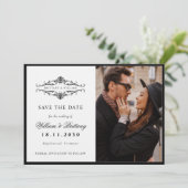 [GAZELLE] Elegante zwart-wit monochrome bruiloft Save The Date (Staand voorkant)