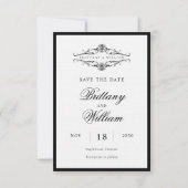 [GAZELLE] Elegante zwart-wit monochrome bruiloft Save The Date (Voorkant)