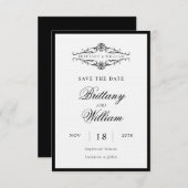 [GAZELLE] Elegante zwart-wit monochrome bruiloft Save The Date (Voorkant / Achterkant)