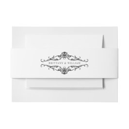 [GAZELLE] Elegante zwart-wit monochrome bruiloft Uitnodigingen Wikkel