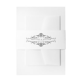 [GAZELLE] Elegante zwart-wit monochrome bruiloft Uitnodigingen Wikkel