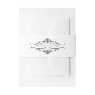 [GAZELLE] Elegante zwart-wit monochrome bruiloft Uitnodigingen Wikkel