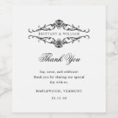 [GAZELLE] Elegante zwart-wit monochrome bruiloft Wijn Etiket (Enkel label)