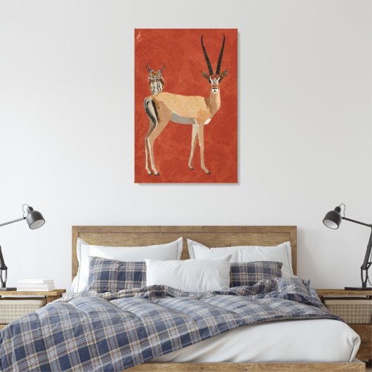GAZELLE EN ANTLER OWL CANVAS AFDRUK (Insitu (Slaapkamer))