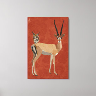 GAZELLE EN ANTLER OWL CANVAS AFDRUK
