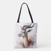 Gazelle Head Waterverf Art Tote Bag (Achterkant)